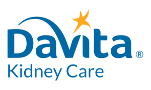 A blue and yellow logo for davita kidney care.